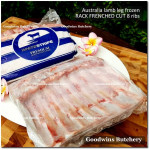 Lamb RACK FRENCHED CUT frozen Australia WHITE STRIPE whole cut 8 ribs +/- 1kg (price/kg)